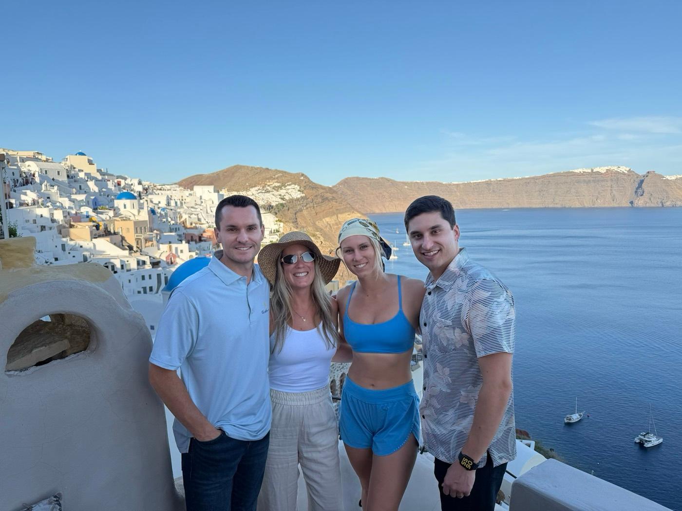 ITG team members above the caldera in Oia, Santorini
