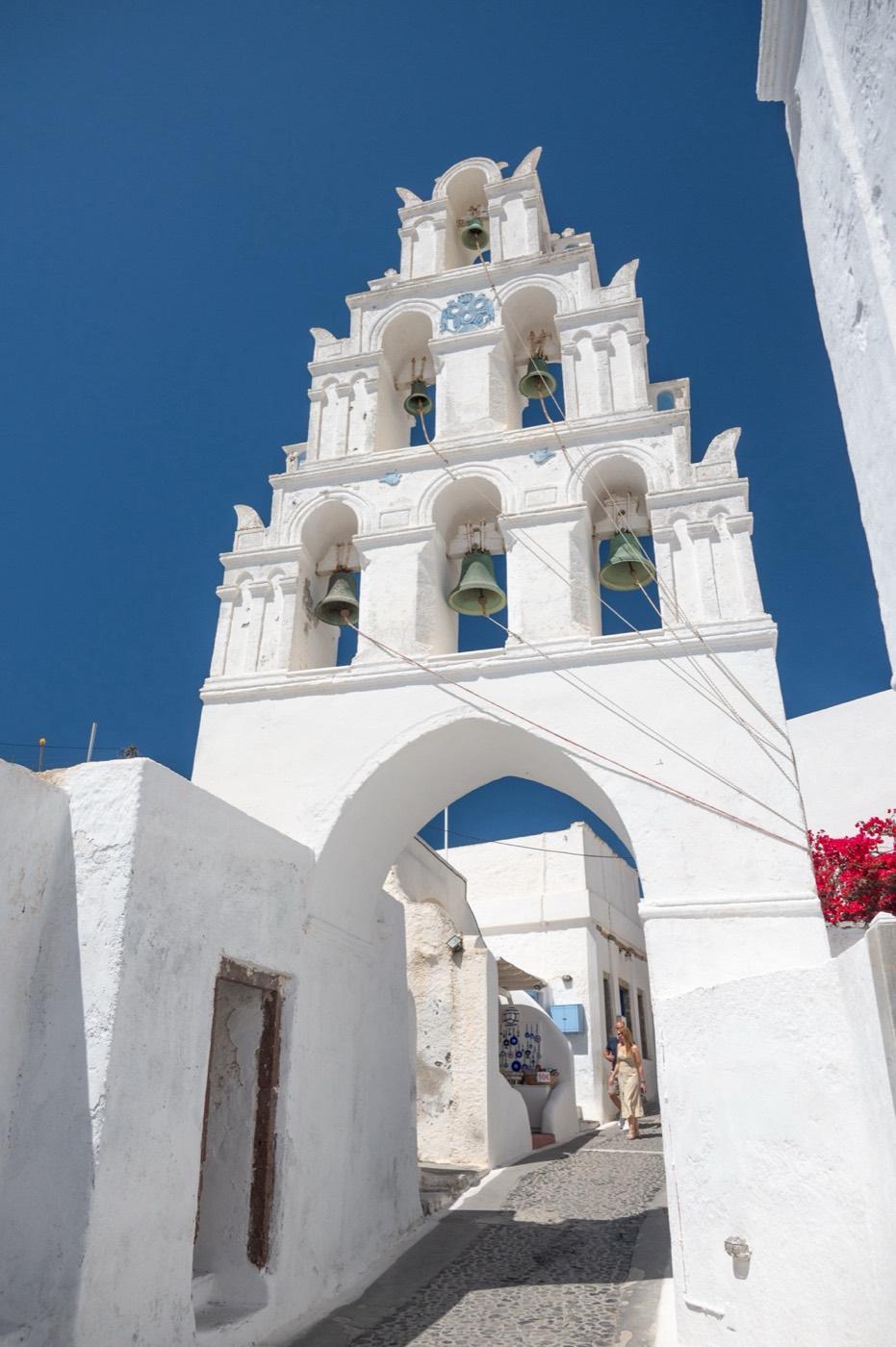 Bell tower in the village of Pyrgos, Santorini