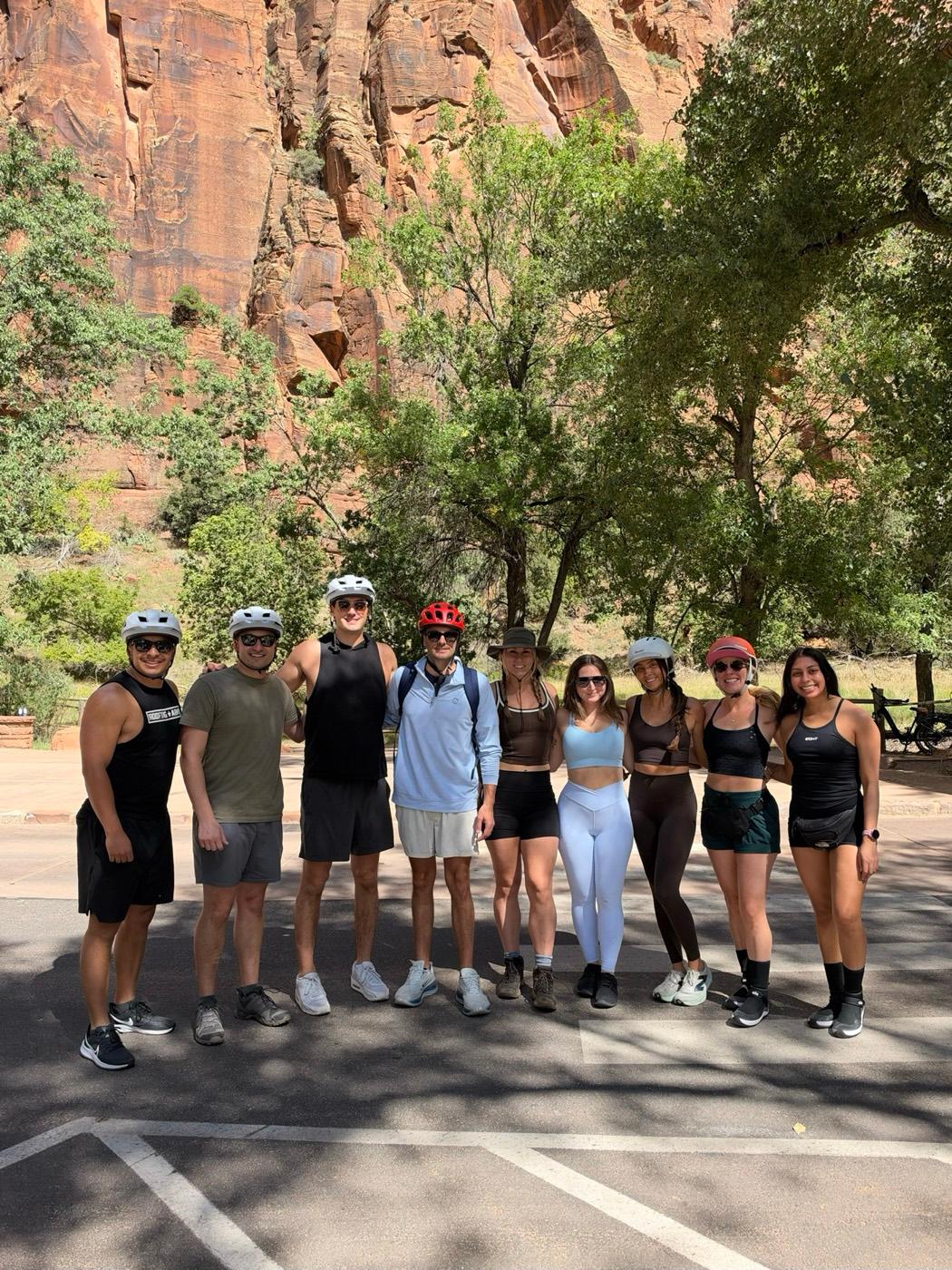ITG team in bike helmets in Zion National Park